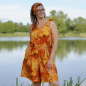 Preview: Eigenproduktion "Bohemian Summer" von Graustufen-Stoffe auf Baumwolljersey, Jersey Boho Stoff, orange, gelb